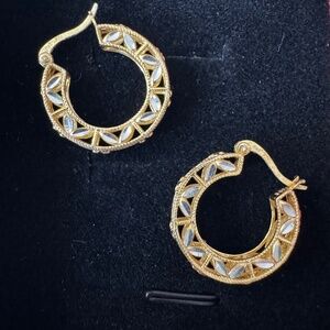 Two-tone silver and gold hoop earrings